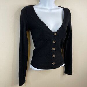 Reformation Babydoll Crop Top Womens Medium Minimalist Urban Chic Ribbed Fitted